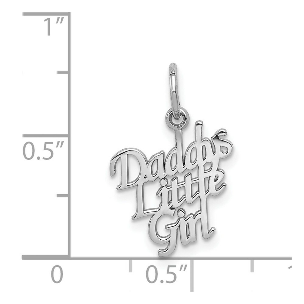 Daddy's Little Girl Text Word Charm Pendant In 14K White Gold - (A98-396)