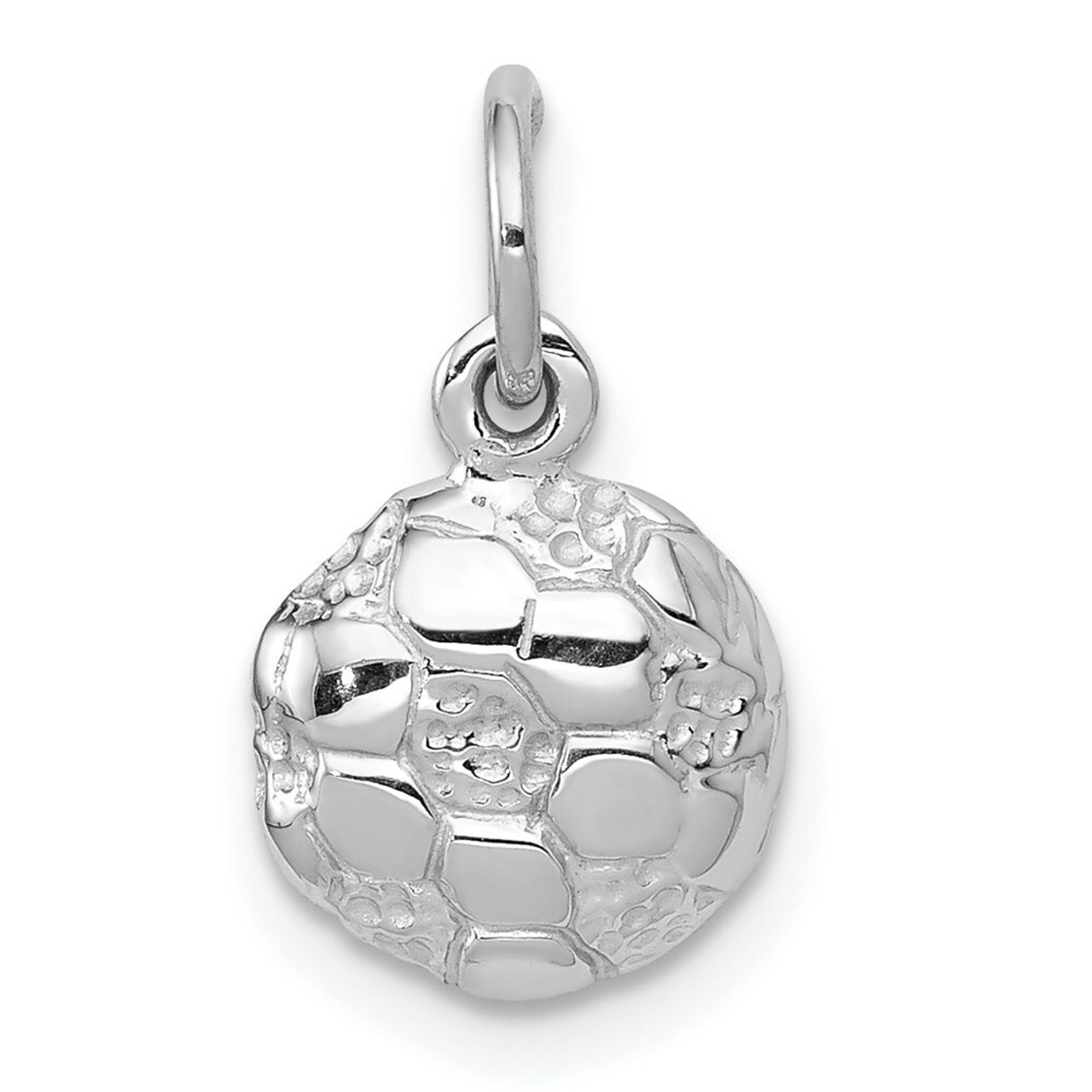 14K White Gold Soccer Ball Charm Pendant - (A98-463)