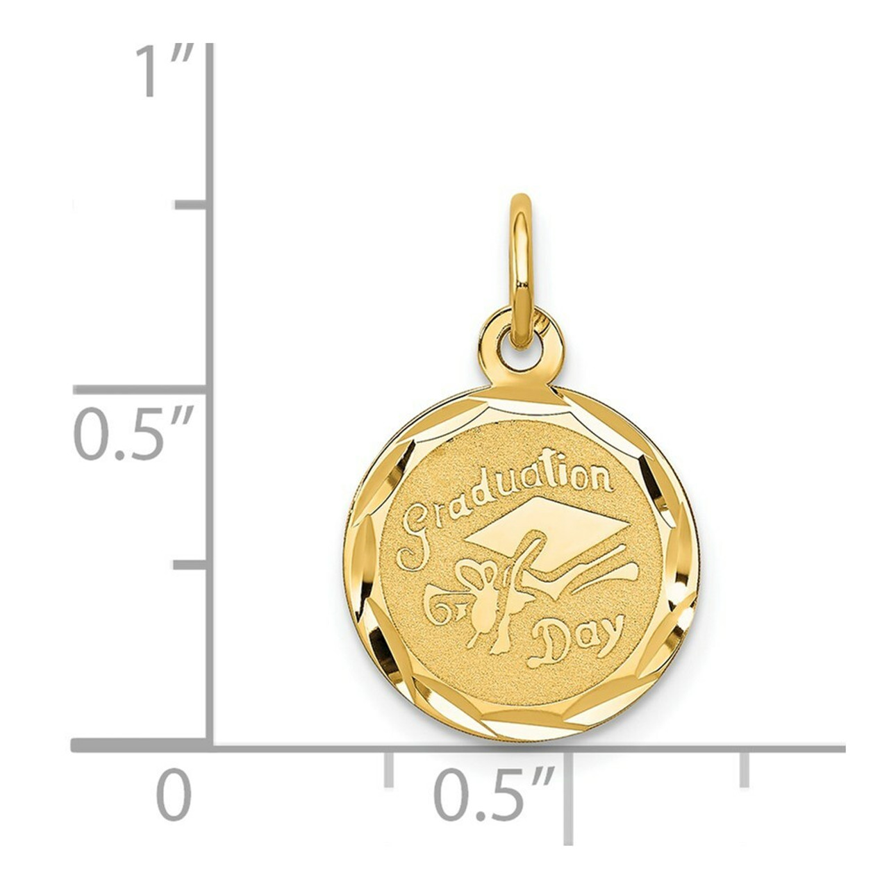 14K Yellow Gold Graduation Cap Charm Pendant - (A98-637)