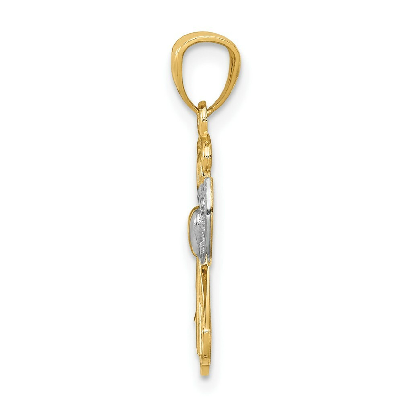 14K Yellow Gold & Rhodium Filigree Angel Pendant - (B11-284)