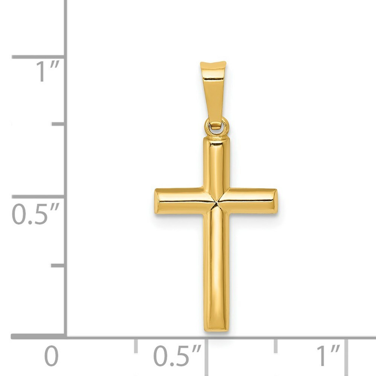 14K Yellow Gold Hollow Cross Pendant 22mm length - (B11-306)