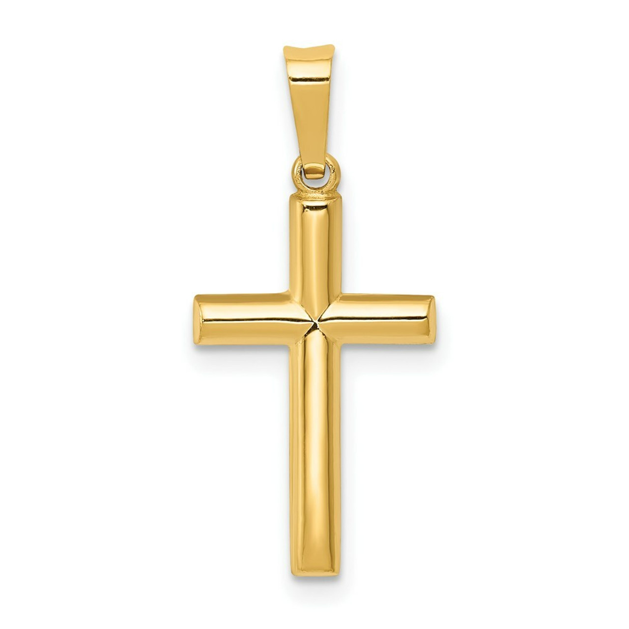 14K Yellow Gold Hollow Cross Pendant 22mm length - (B11-306)