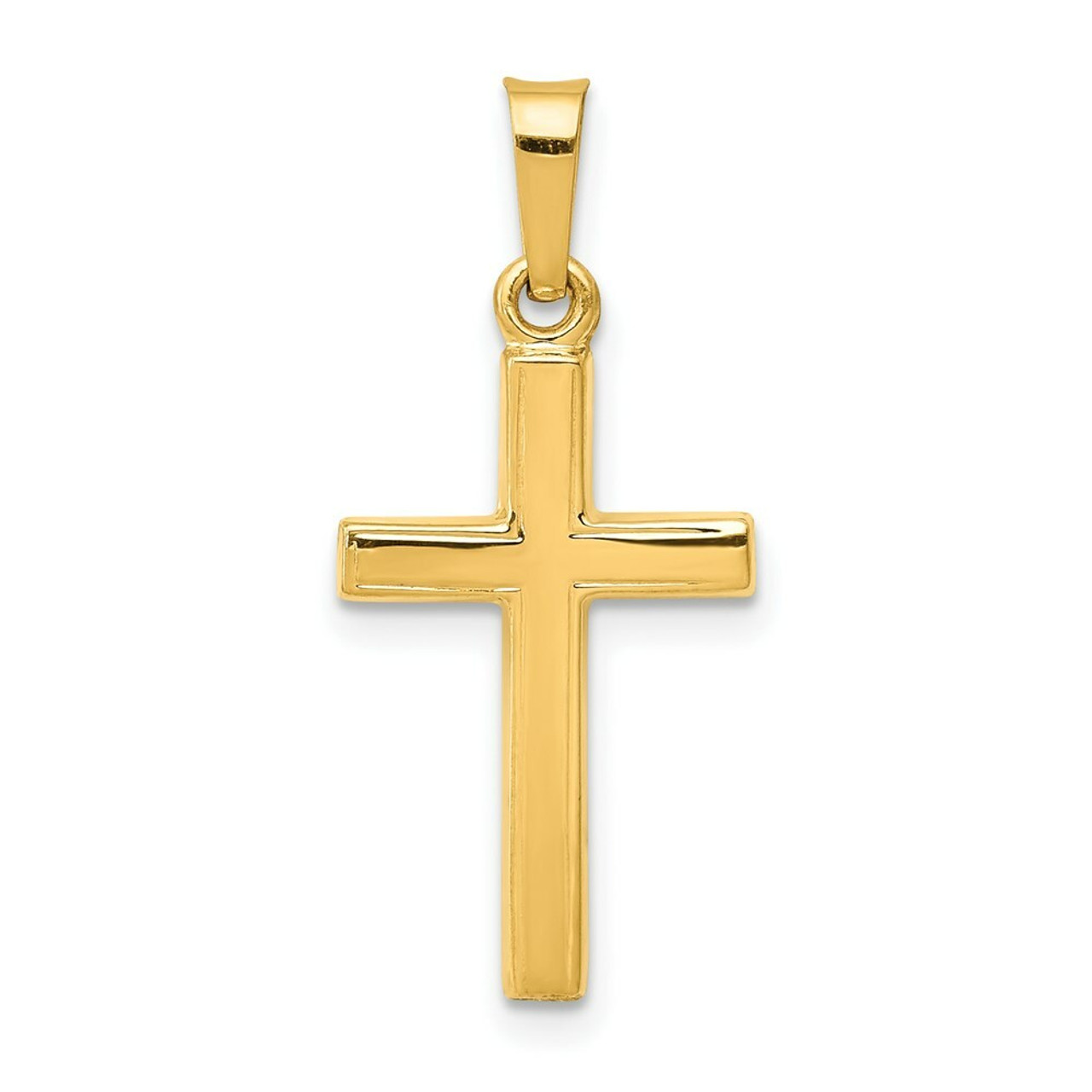 14K Yellow Gold Polished Latin Cross Pendant 24mm length - (B11-374)