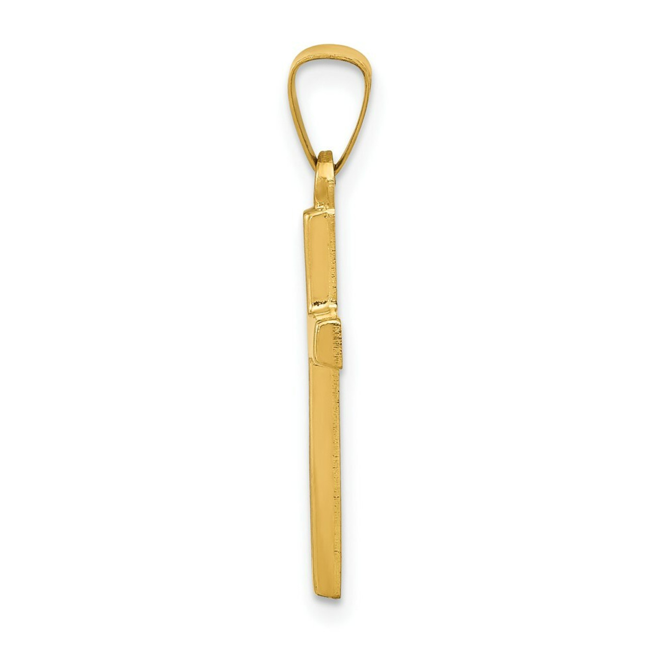 14K Yellow Gold Polished Latin Cross Pendant 24mm length - (B11-374)