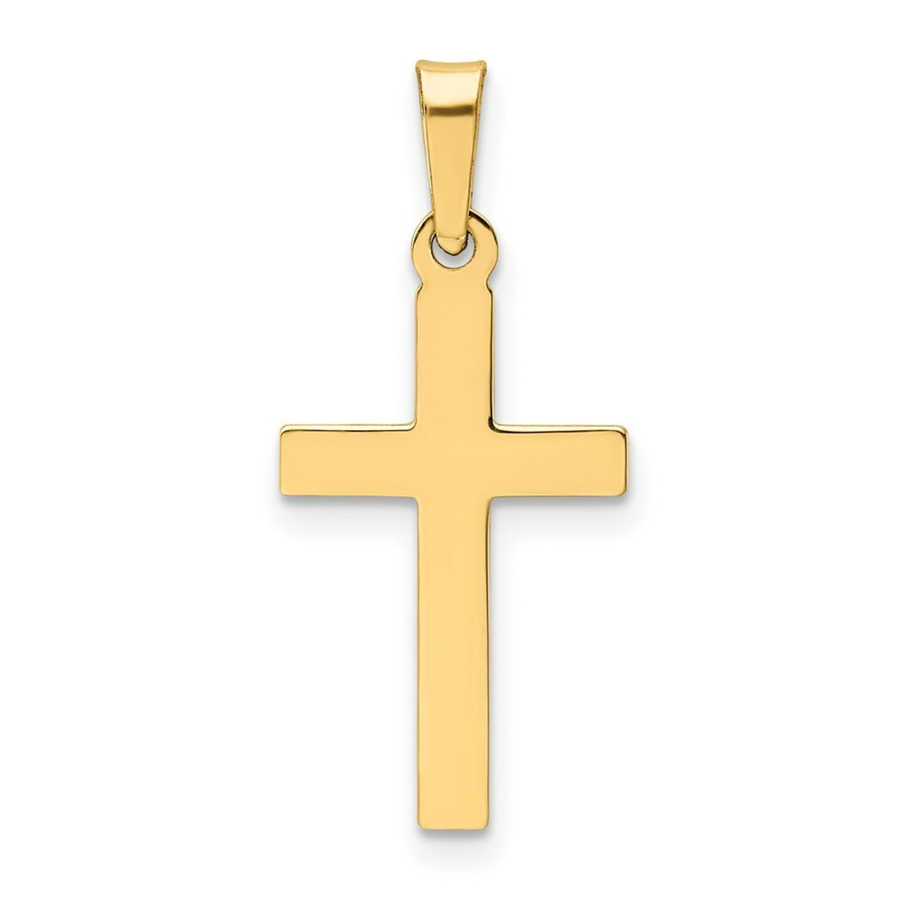 14K Yellow Gold Polished Latin Cross Pendant 24mm length - (B11-374)