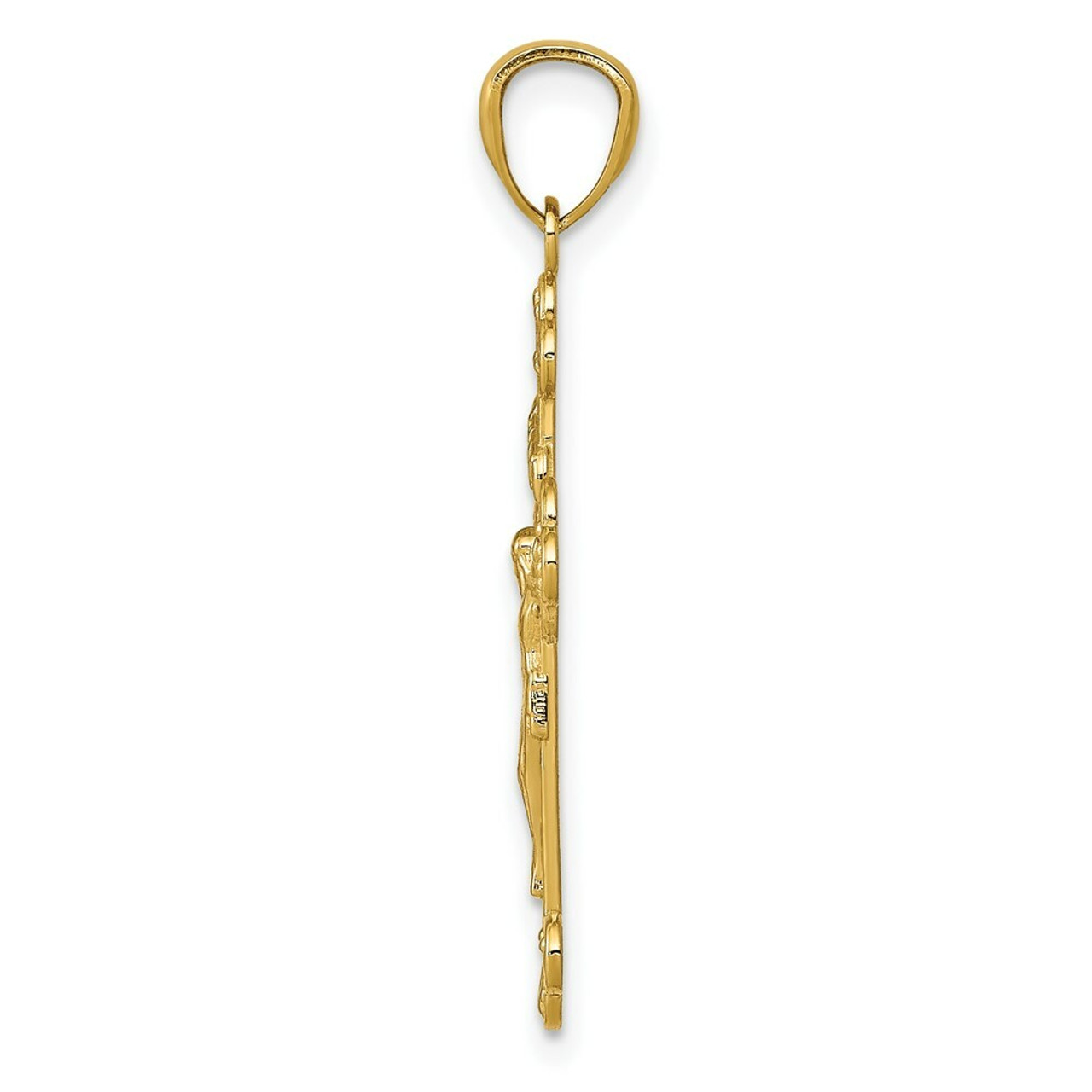 14K Yellow Gold Polished INRI Medium Crucifix Pendant - (B11-434)