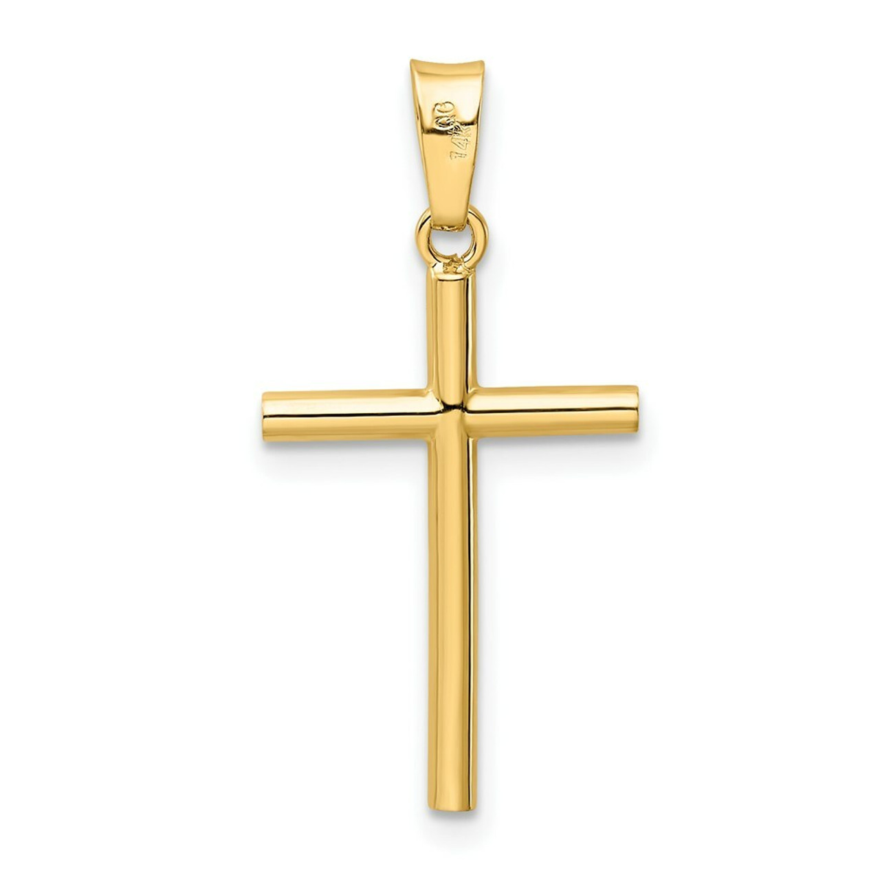 14K Yellow Gold Polished Cross Pendant 25mm length - (B11-563)