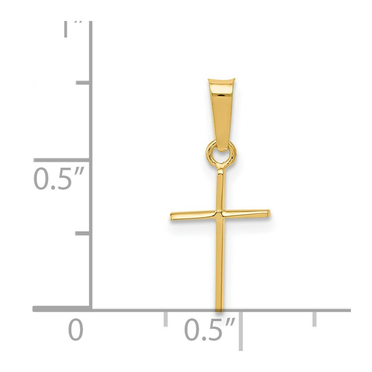 14K Yellow Gold Polished Cross Pendant 19mm length - (B11-625)