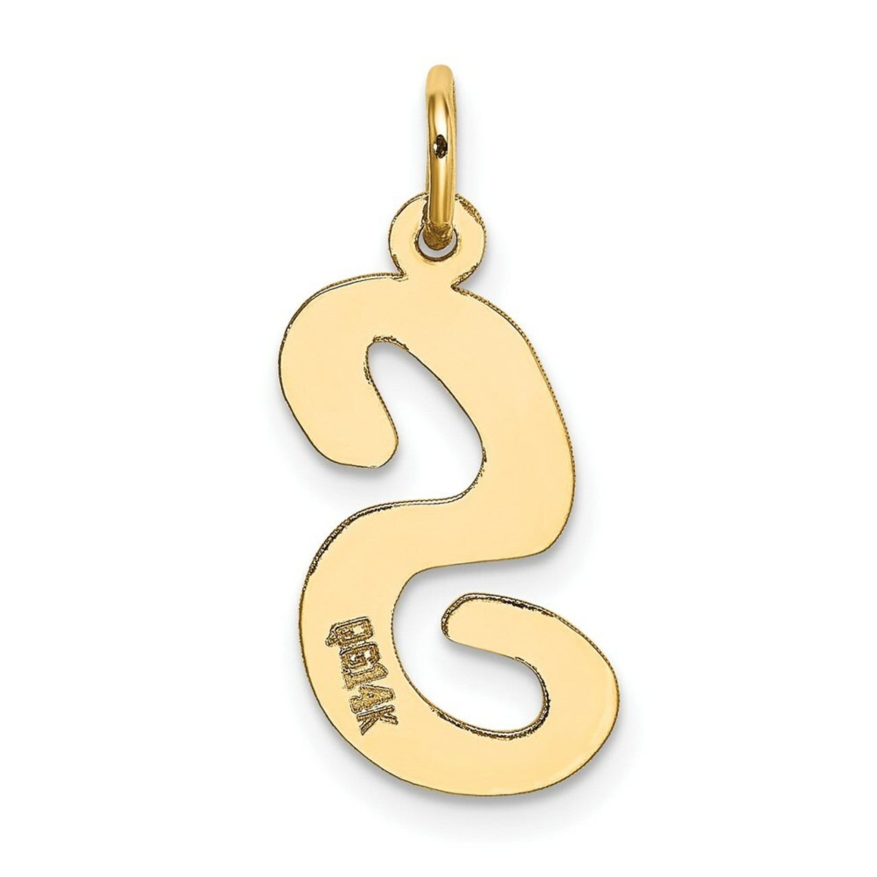 14K Yellow Gold Large Script Initial Letter S Charm Pendant - (B13-113)