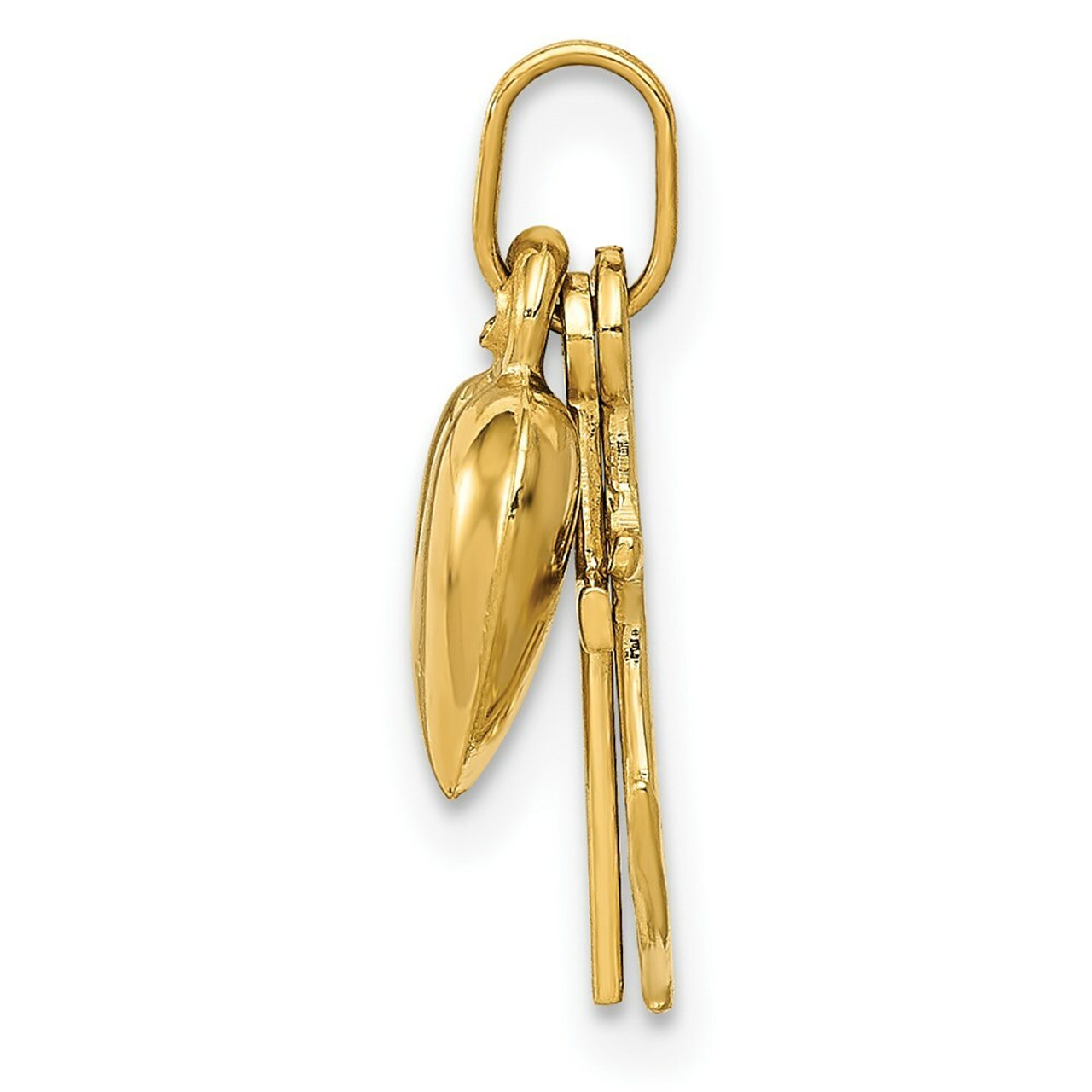 14K Yellow Gold Heart Cross and Anchor Charm - (B13-166)