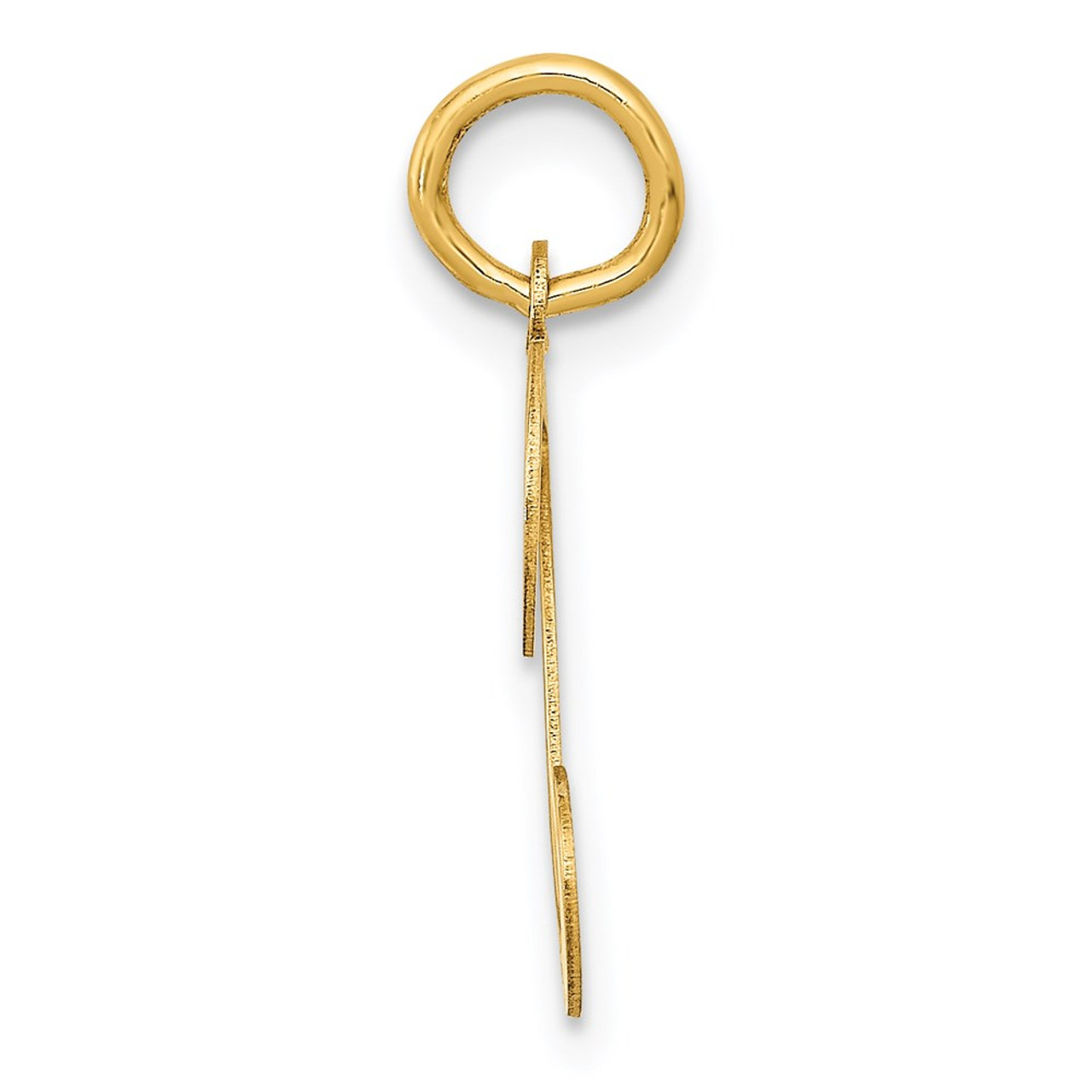 14K Yellow Gold Initial Letter T Charm Pendant - (B13-450)