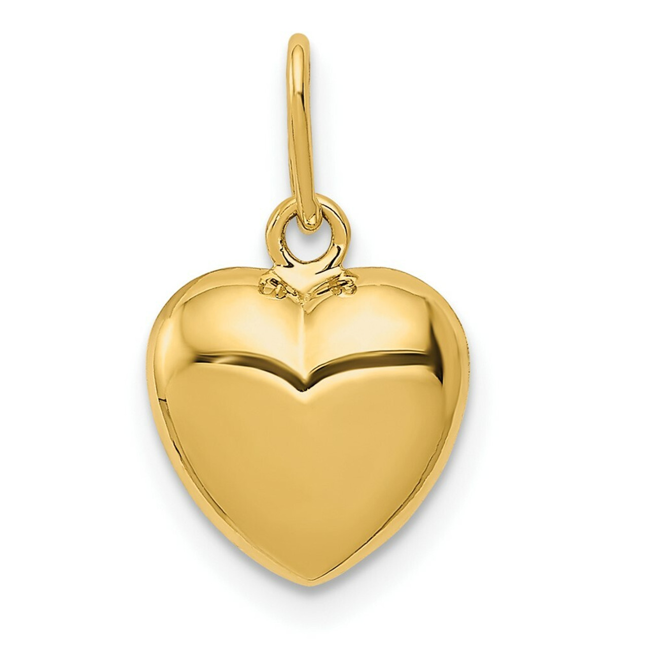 14K Yellow Gold Polished Puffed Heart Pendant - (B14-375)