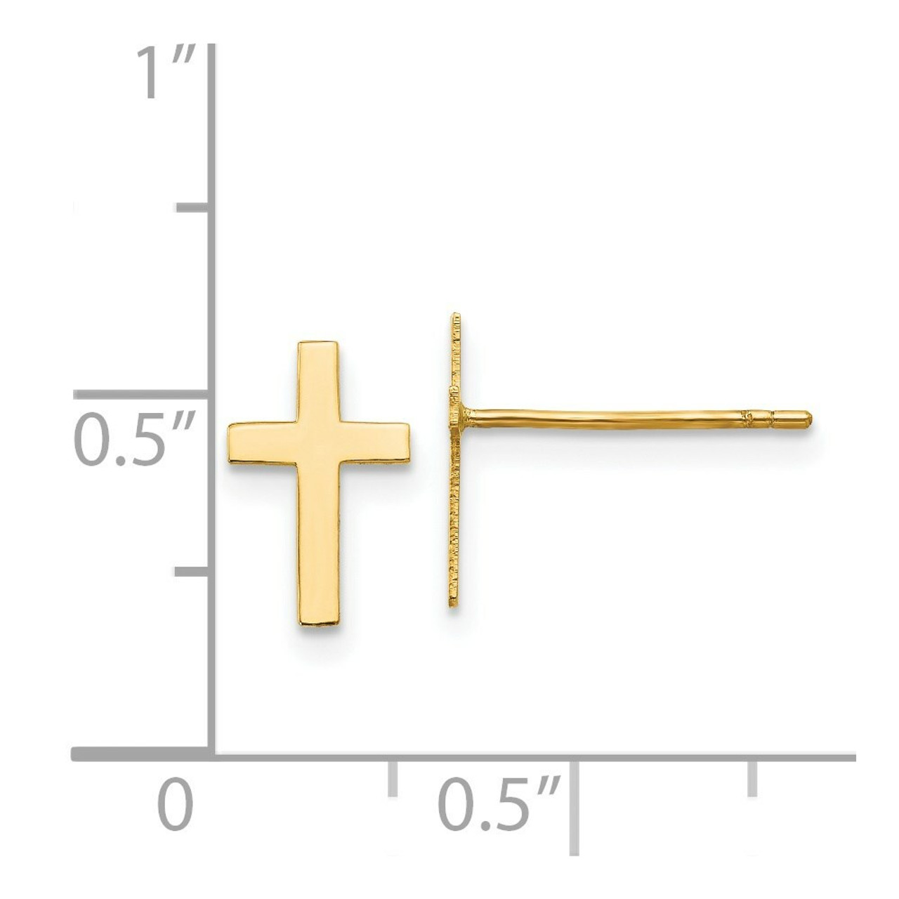 14K Yellow Gold Polished Cross Earrings - (B44-331)