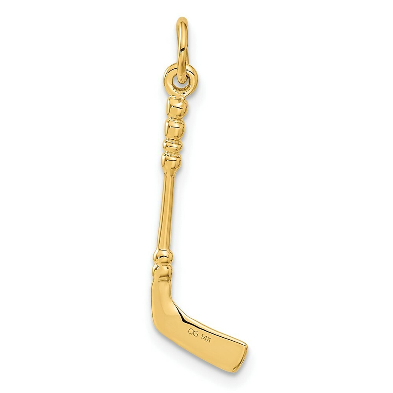 14K Yellow Gold Hockey Stick with Enamel Charm - (A82-538)