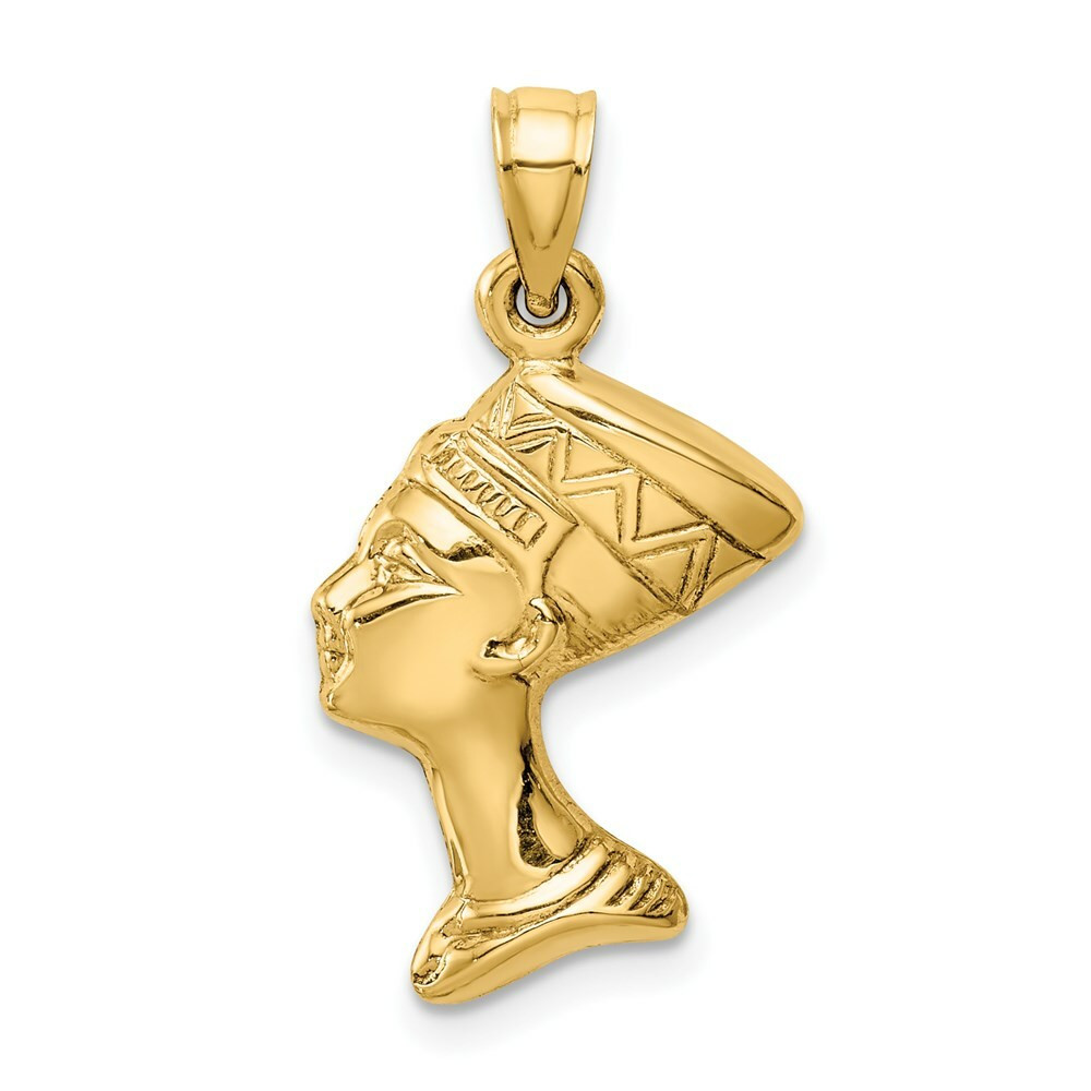 14K Yellow Gold 3-D Nefertiti Pendant - (A83-389) - Roy Rose Jewelry
