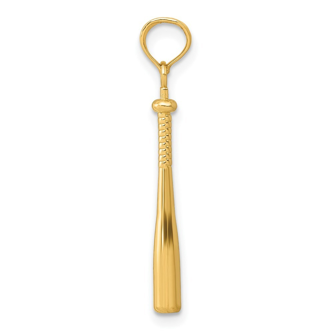 14K Yellow Gold 3-D Baseball Bat Pendant - (A83-566)