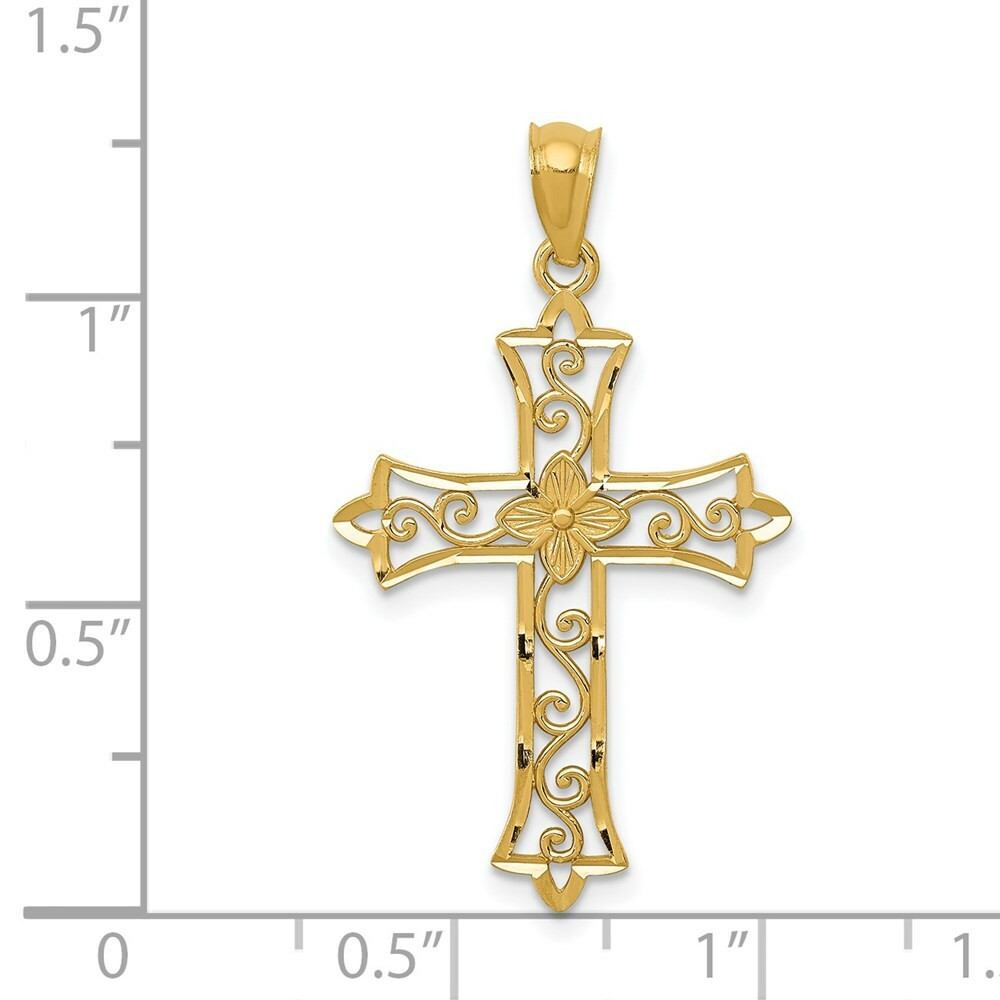 14K Yellow Gold Yellow Gold Cross Pendant - (A83-759) - Roy Rose