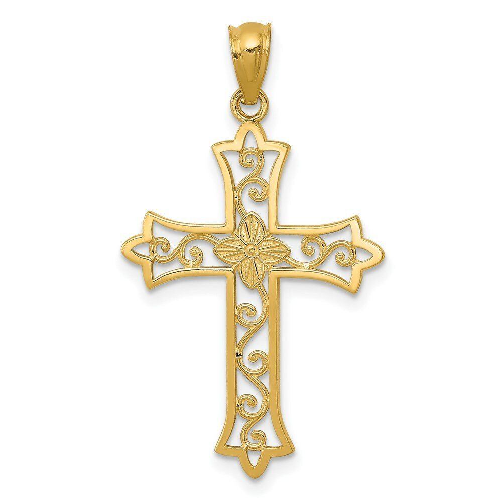 14K Yellow Gold Yellow Gold Cross Pendant - (A83-759) - Roy Rose