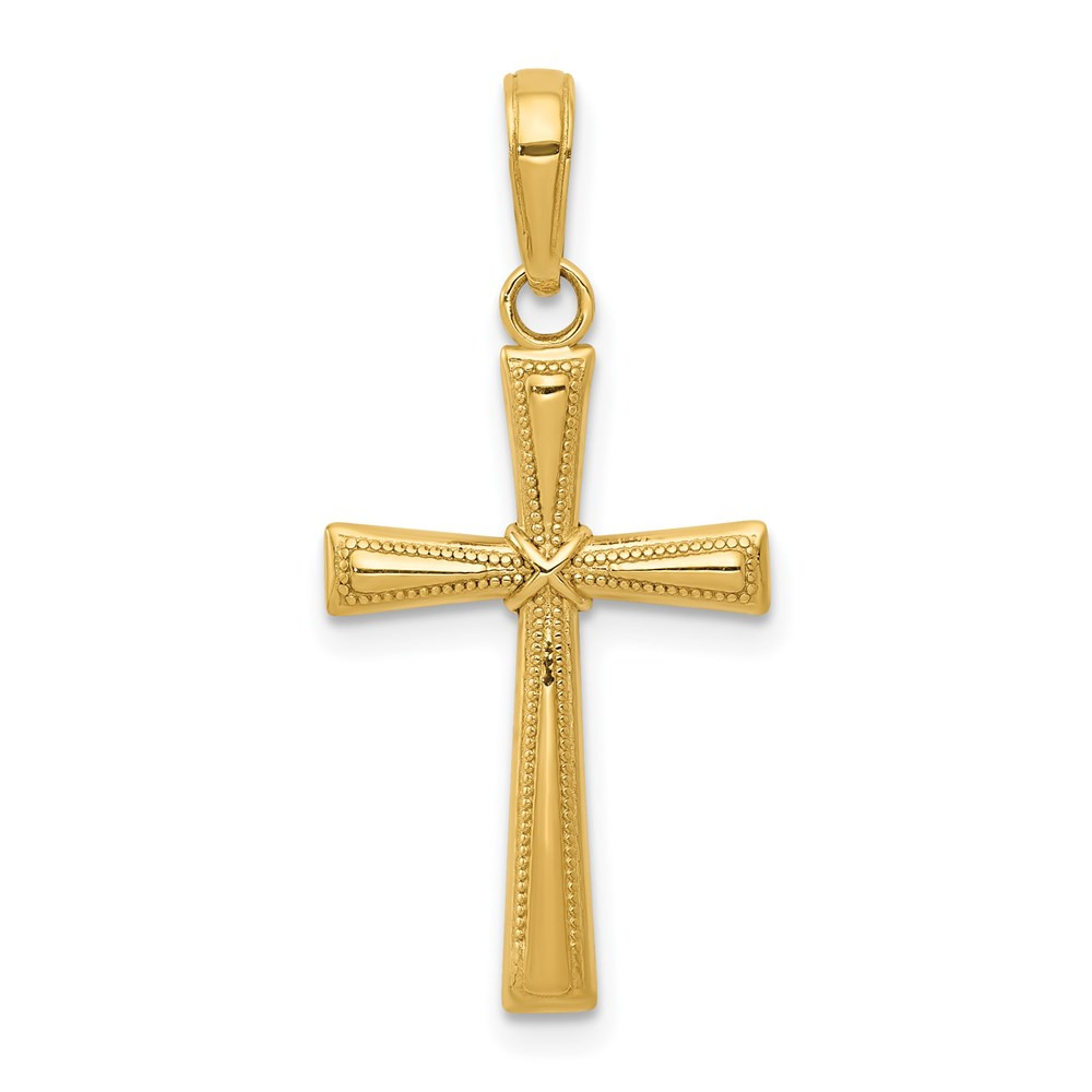 14K Yellow Gold Diamond-cut X Cross Pendant - (A83-762) - Roy Rose