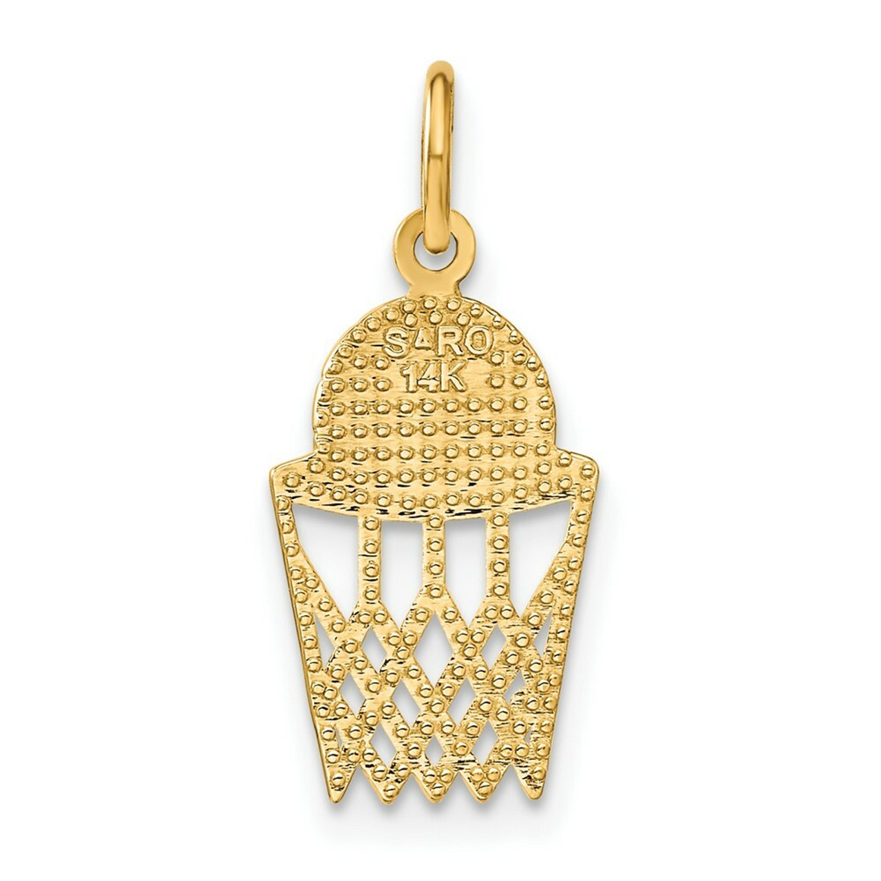 14K Yellow Gold Basketball in Net Charm - (A83-764)