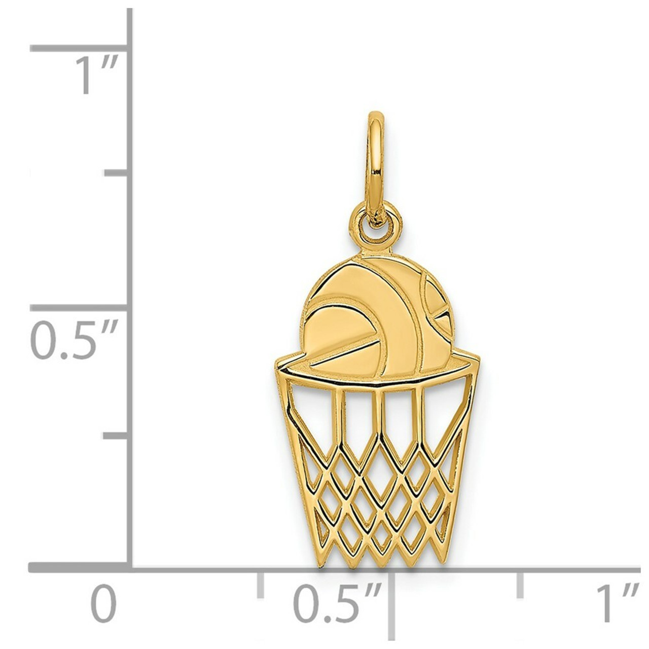 14K Yellow Gold Basketball in Net Charm - (A83-764)