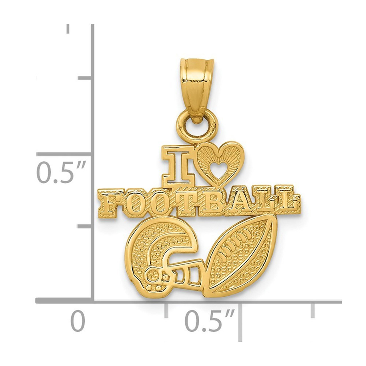 14K Yellow Gold I Heart Football Charm Pendant - (A84-131)