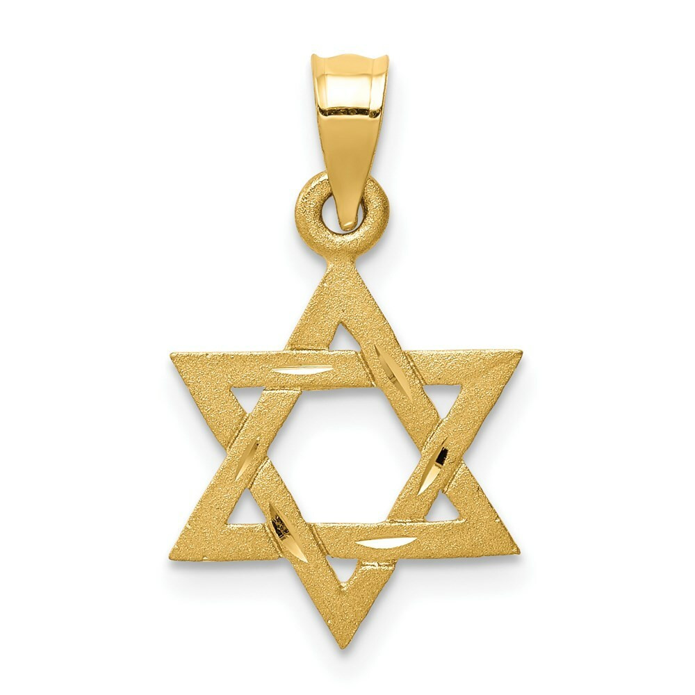 14K Yellow Gold Solid Satin Star of David Charm - (A84-576) - Roy