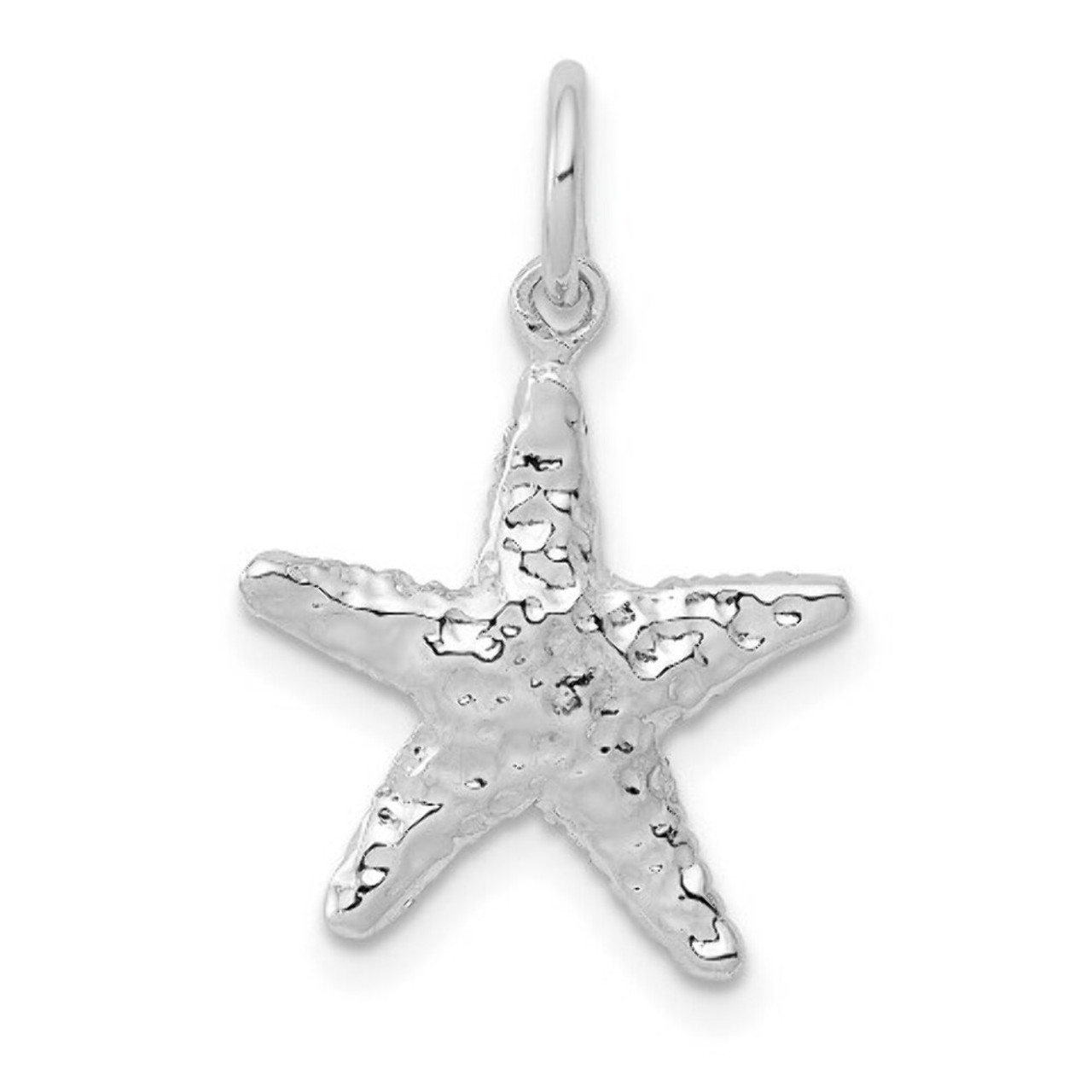 14K White Gold Polished 3-Dimensional Starfish Pendant - (A84-701)