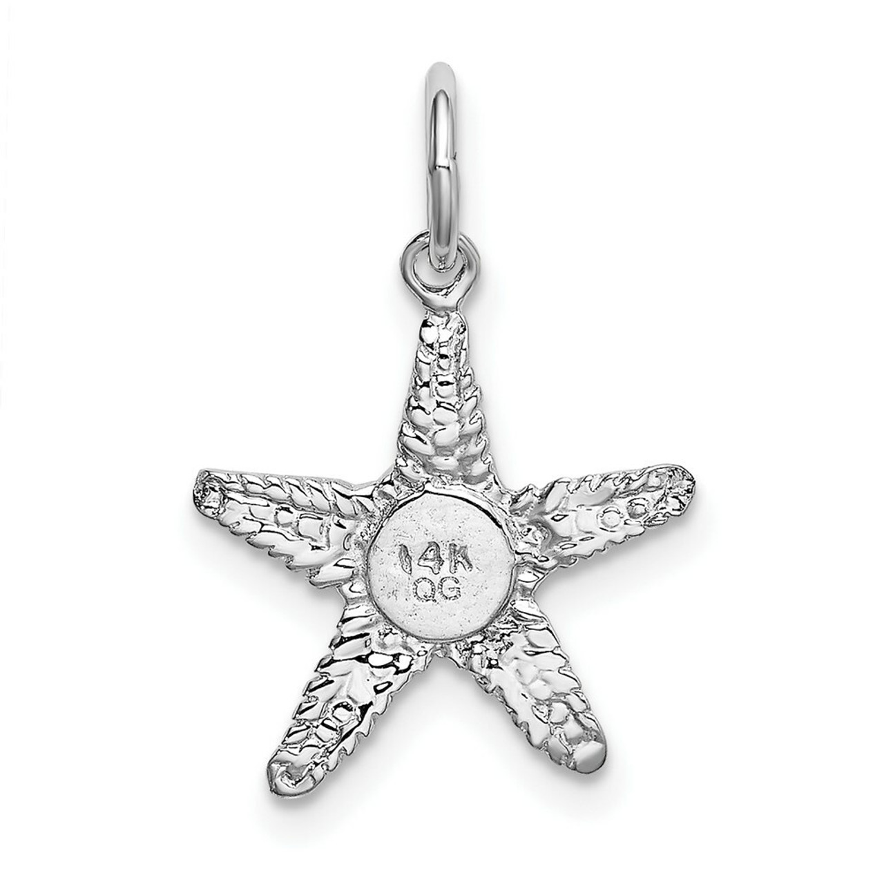 14K White Gold Polished 3-Dimensional Starfish Pendant - (A84-701)