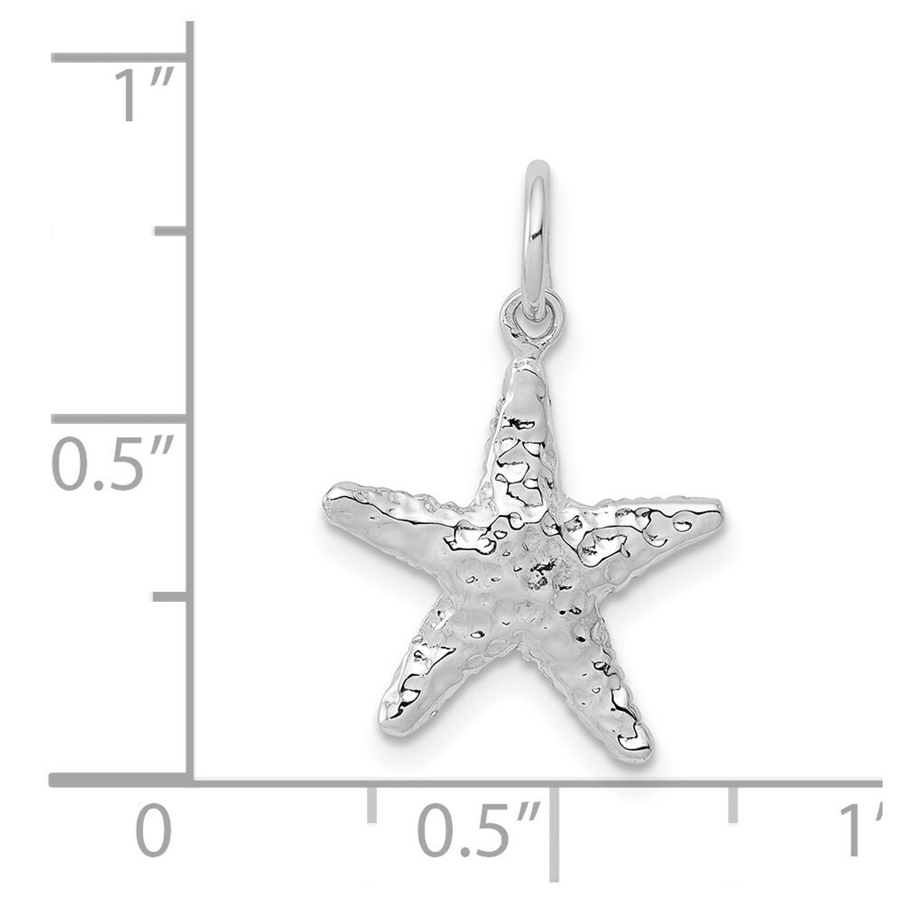 14K White Gold Polished 3-Dimensional Starfish Pendant - (A84-701)