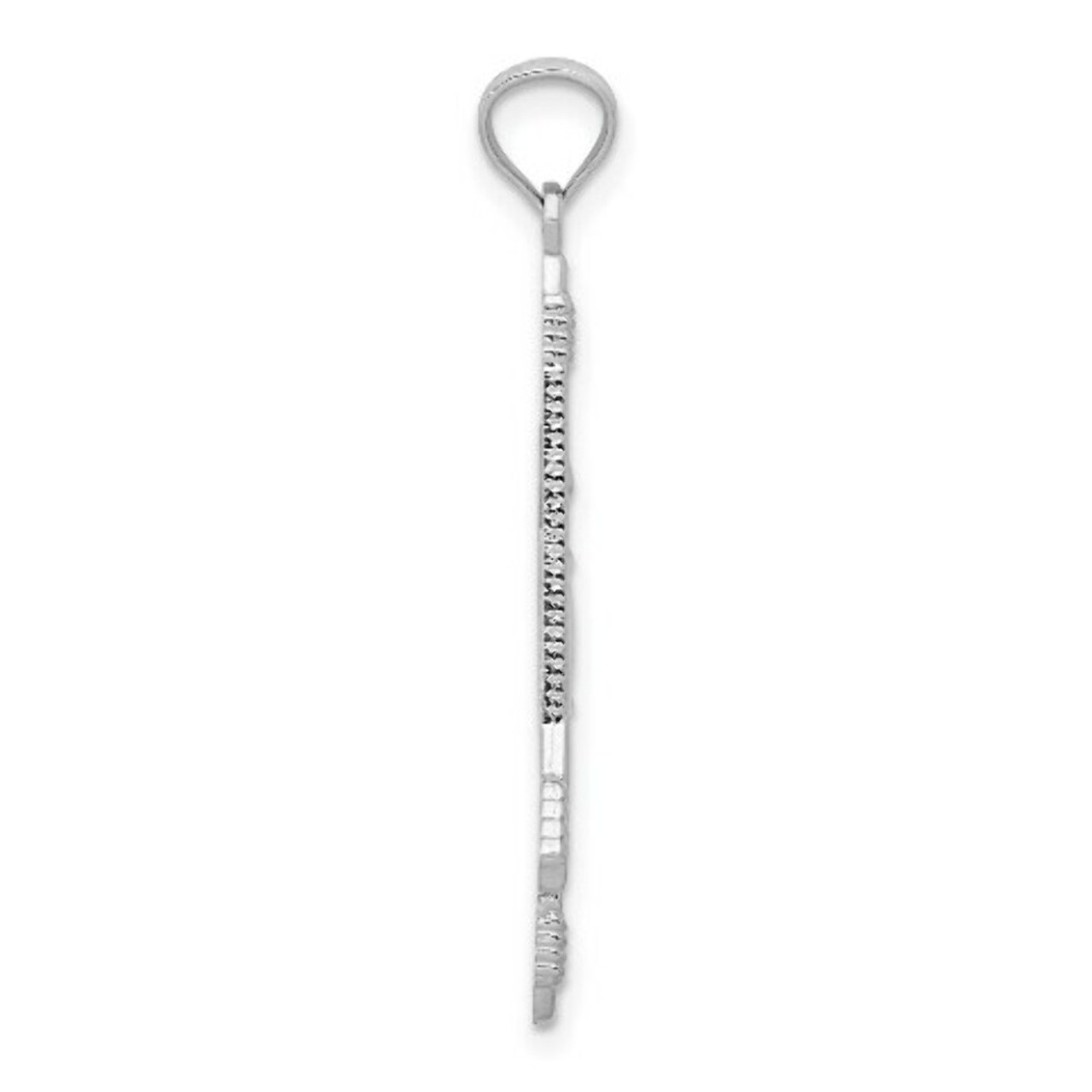 14K White Gold Polished & Textured Bow & Arrow Pendant - (A85-217)