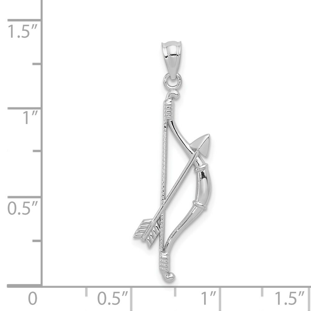 14K White Gold Polished & Textured Bow & Arrow Pendant - (A85-217)