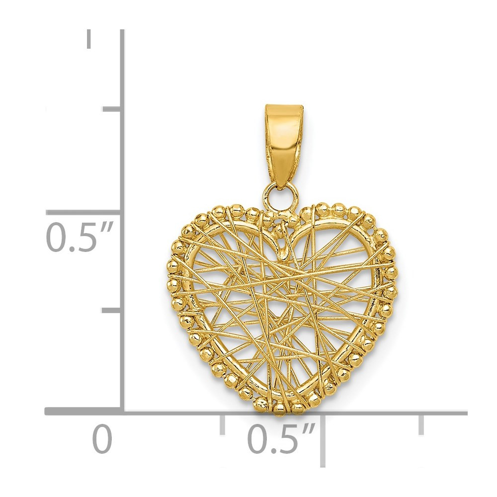 14K Yellow Gold Open Wire Heart Pendant - (A85-250) - Roy Rose Jewelry