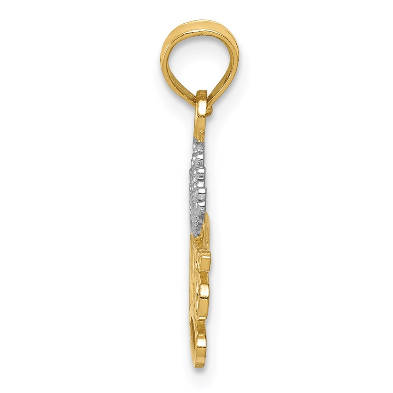 14K Yellow Gold & White Rhodium Princess with Crown Pendant - (A85-587)