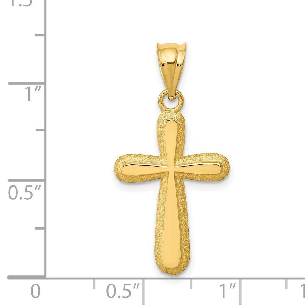 14K ゴールド バッジ　4g 本物保証 14K Yellow Gold Polished Cross Pendant - (A86-286) - Roy Rose Jewelry