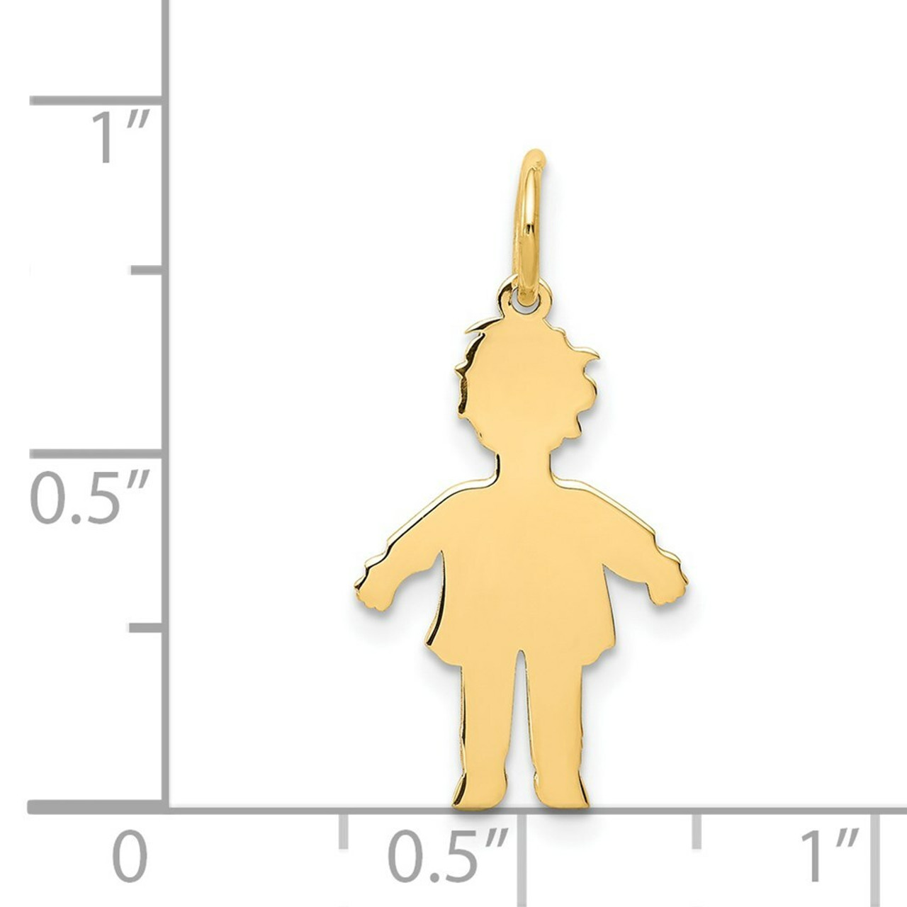 14K Yellow Gold Plain Polished Small Boy Charm - (A86-485)