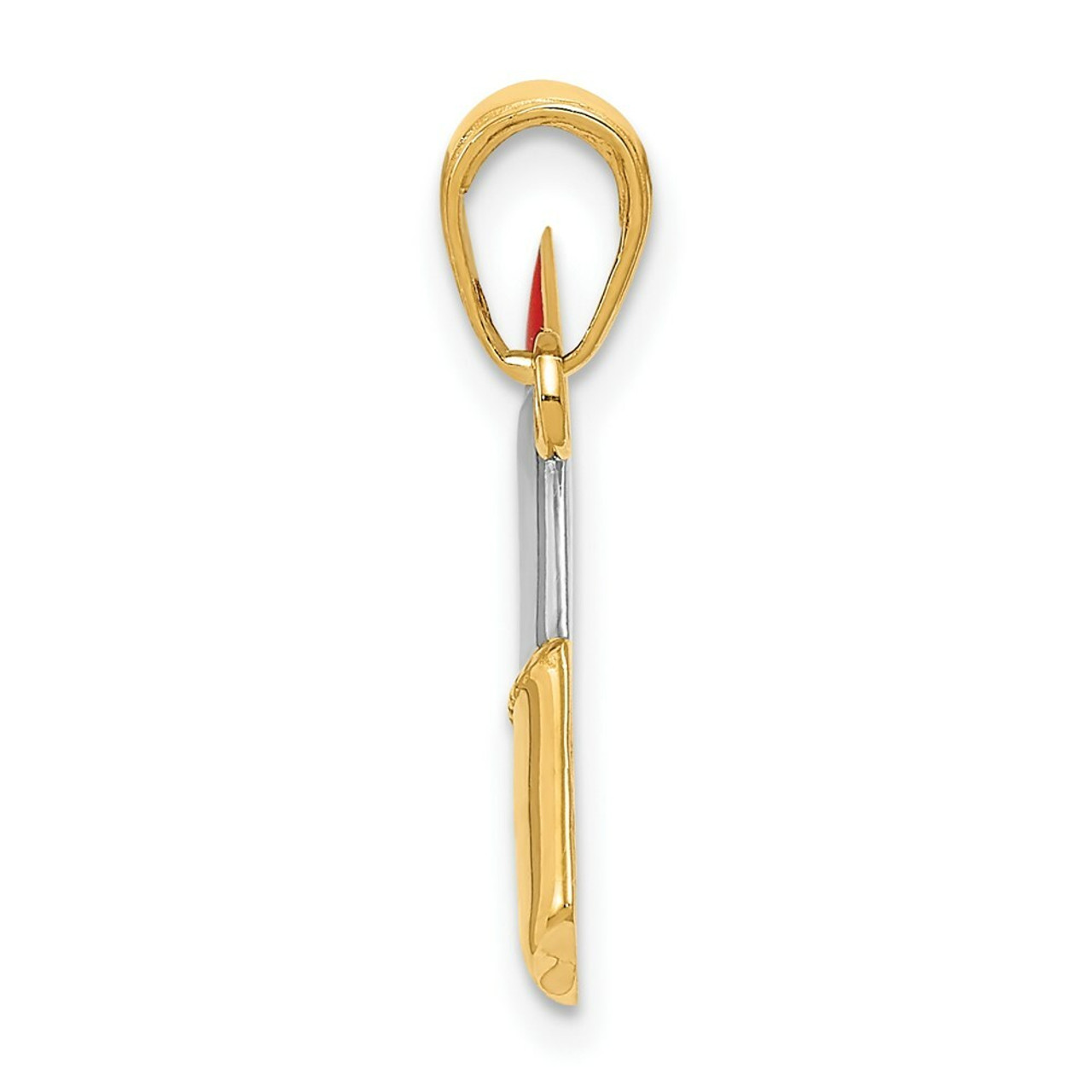 14K Yellow Gold & Rhodium Enameled Lipstick Charm - (A86-598)