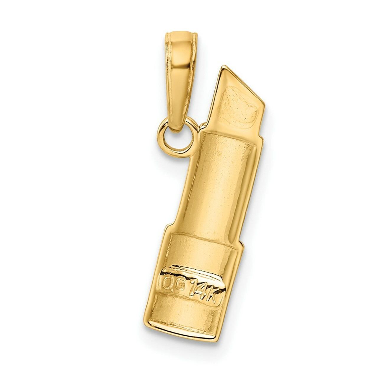 14K Yellow Gold & Rhodium Enameled Lipstick Charm - (A86-598)