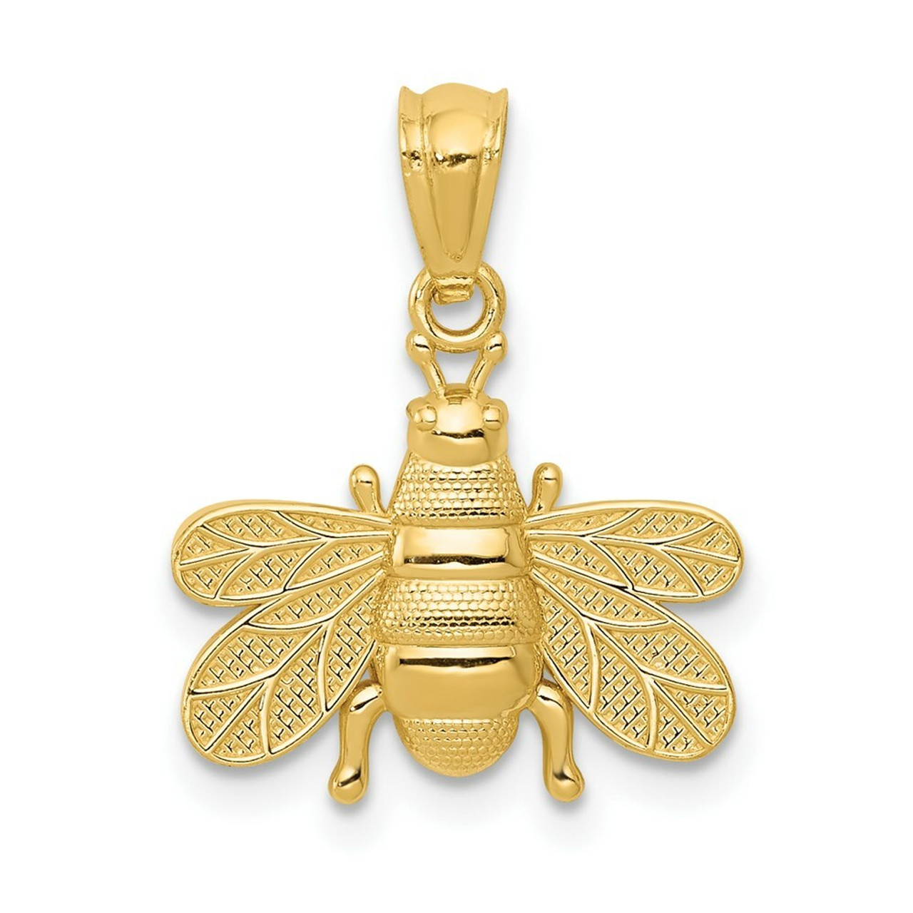 14K Yellow Gold Polished Bee Pendant - (A86-778)