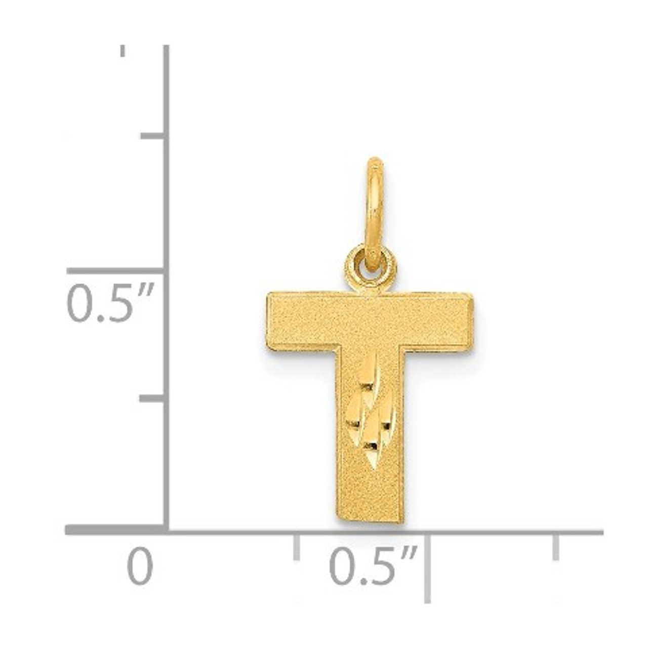 14K Yellow Gold Initial Letter T Charm Pendant - (A86-896)