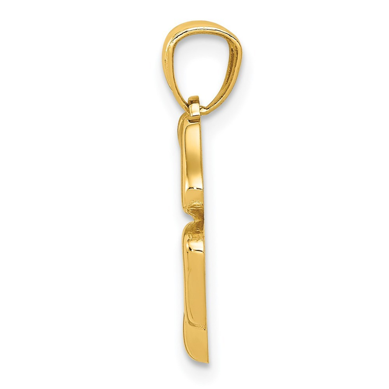 14K Yellow Gold Polished 4 Leaf Clover Pendant - (A87-176)
