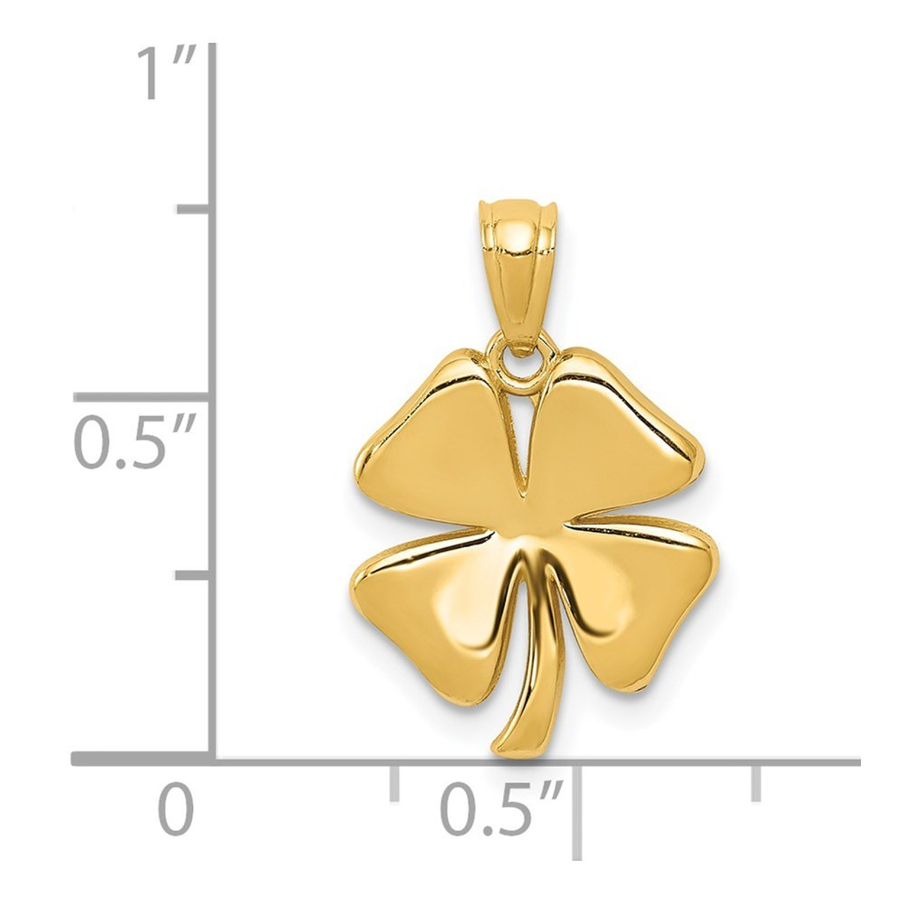 14K Yellow Gold Polished 4 Leaf Clover Pendant - (A87-176)