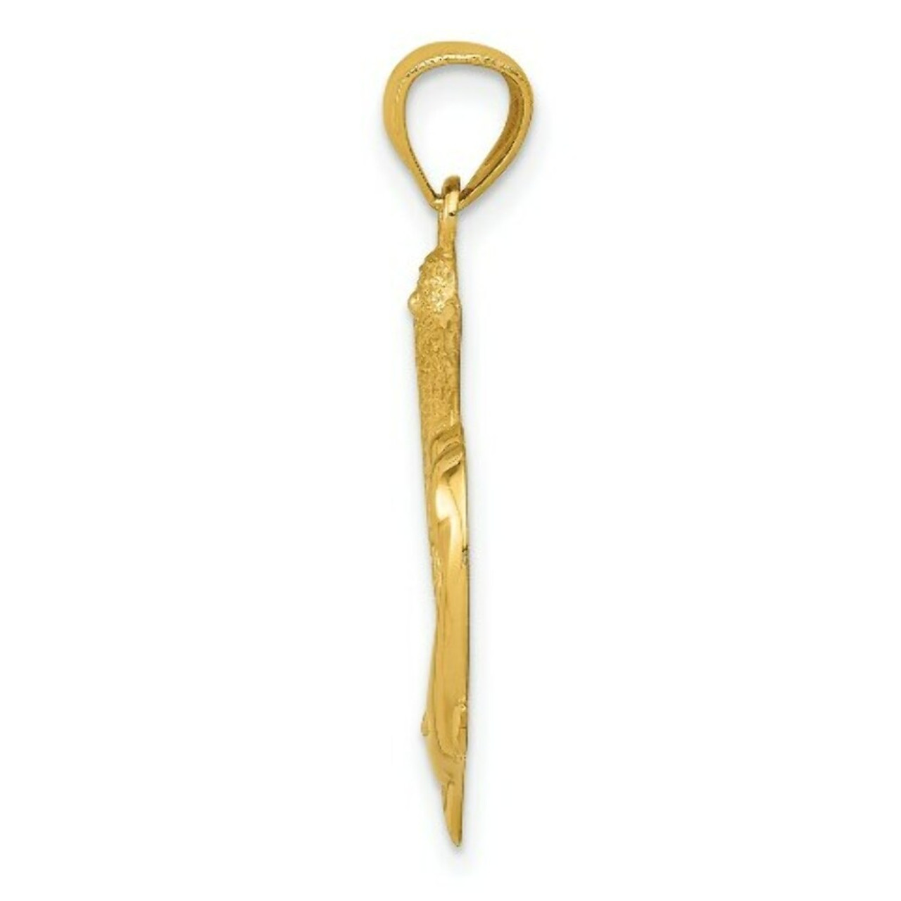 14K Yellow Gold Diamond-cut Satin & Polished Dolphins Heart Pendant - (A87-218)