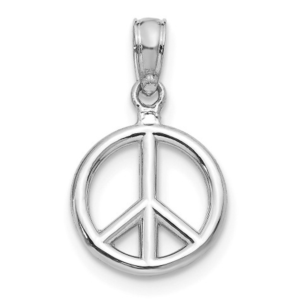 14K White Gold Polished Peace Symbol Pendant - (A90-295)