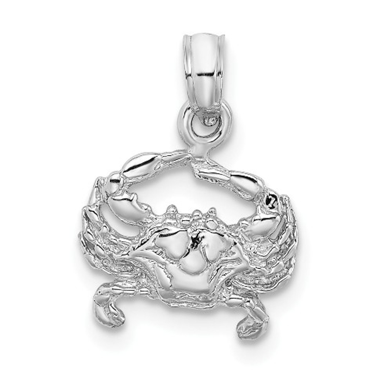14K White Gold 2-D Blue Crab Charm Pendant - (A90-731)