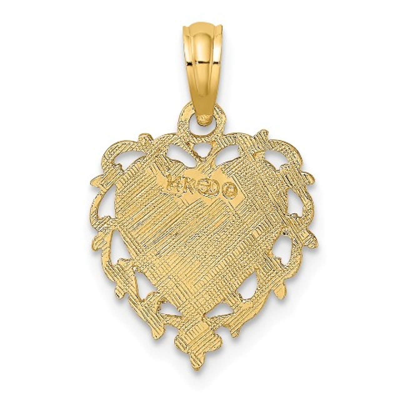 14K Yellow Gold Love In Heart Charm Pendant - (A91-625)