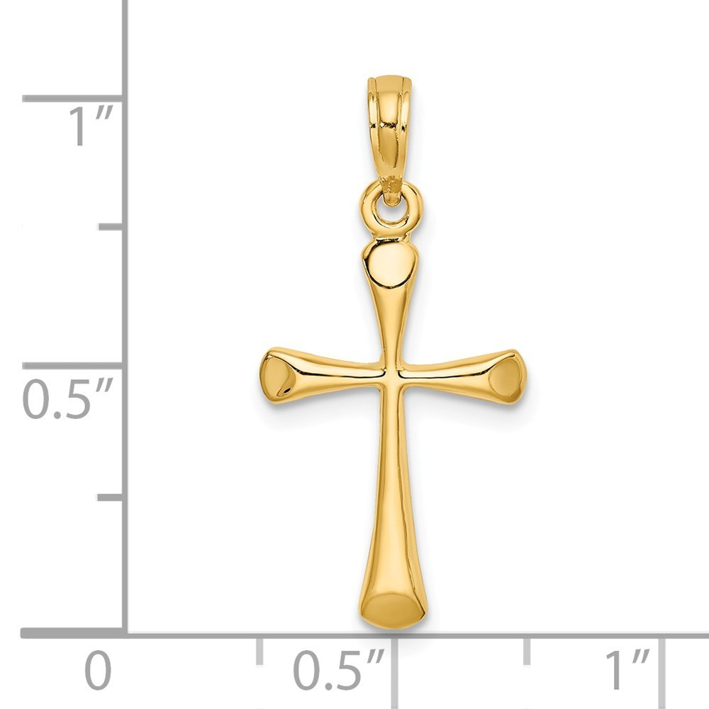 new top jewelry 14k クロスチャーム 14K Yellow Gold Polished Beveled TIP Cross Charm Pendant - (A93
