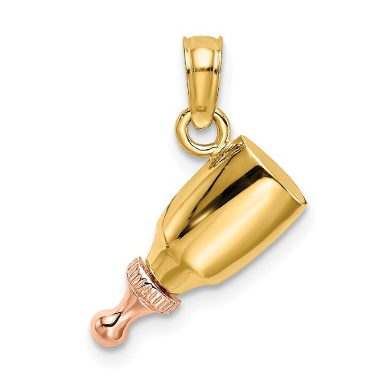 14K Two-Tone Gold Baby Bottle Charm Pendant - (A93-619)