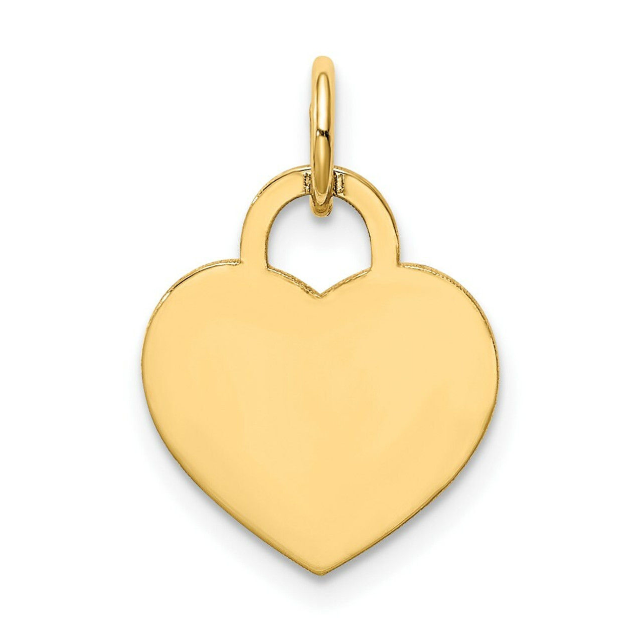 14K Yellow Gold Small Engravable Heart Charm Pendant - (A97-600)