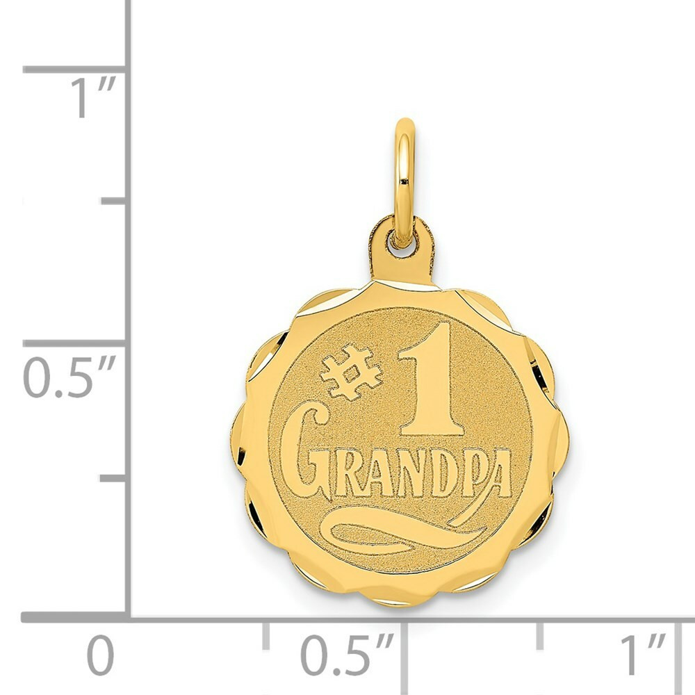 14K Yellow Gold #1 Grandpa Disc Charm Pendant - (A98-559)